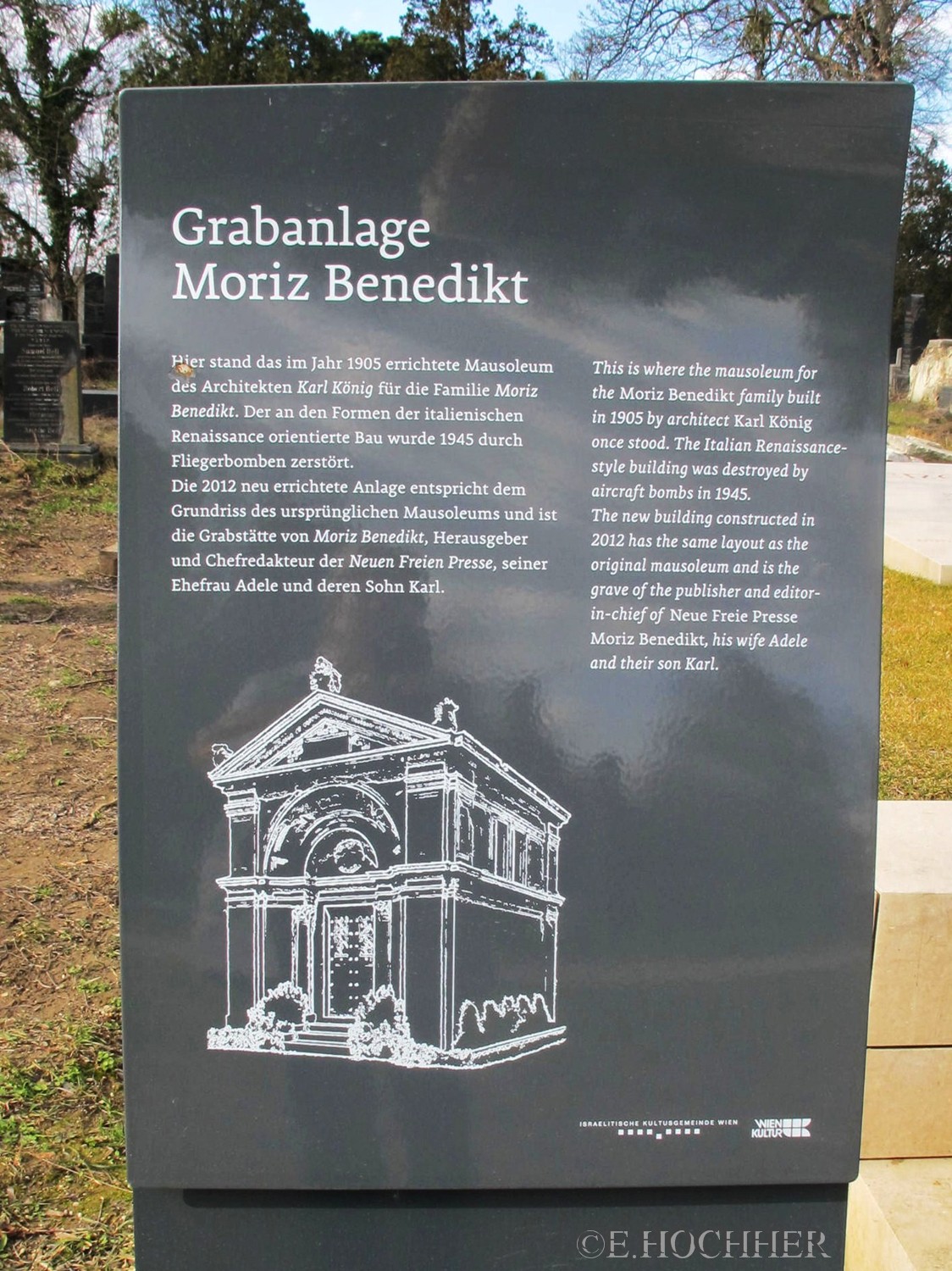 Grafik der Grabanlage Moriz Benedikt  Israelitischer Friedhof in Wien-Simmering