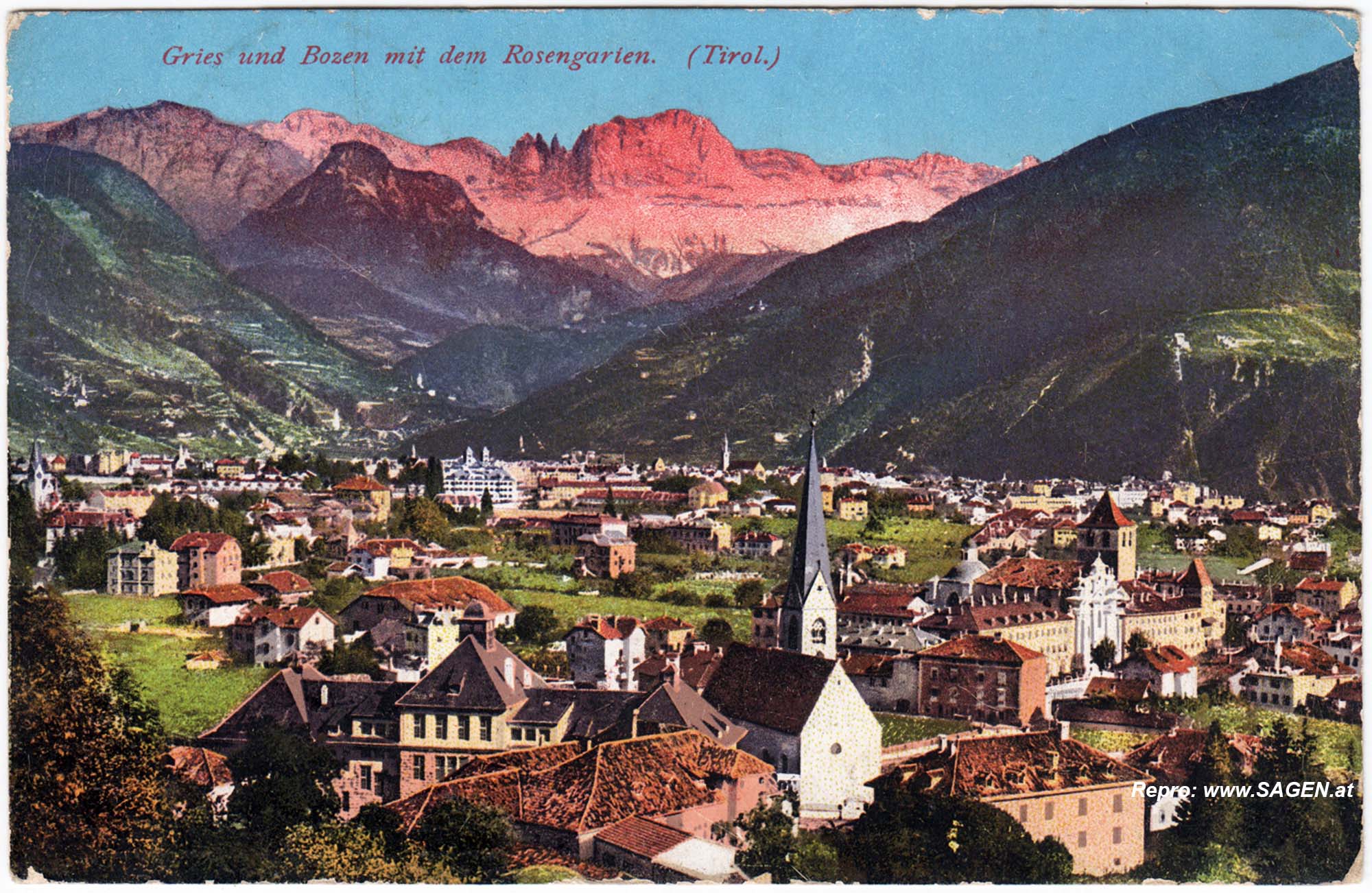 Gries und Bozen mit dem Rosengarten