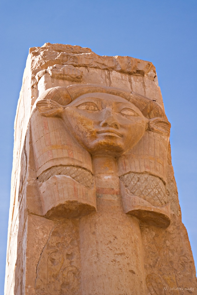 Hathor Säule im Tempel der Hatschepsut.