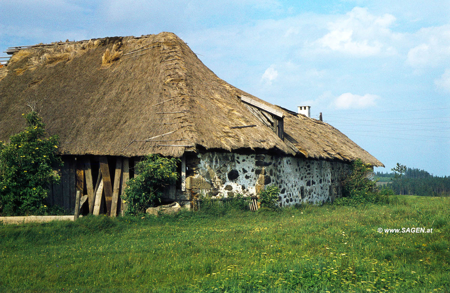 Hellmonsödt, strohgedecktes Bauernhaus oder Stadel