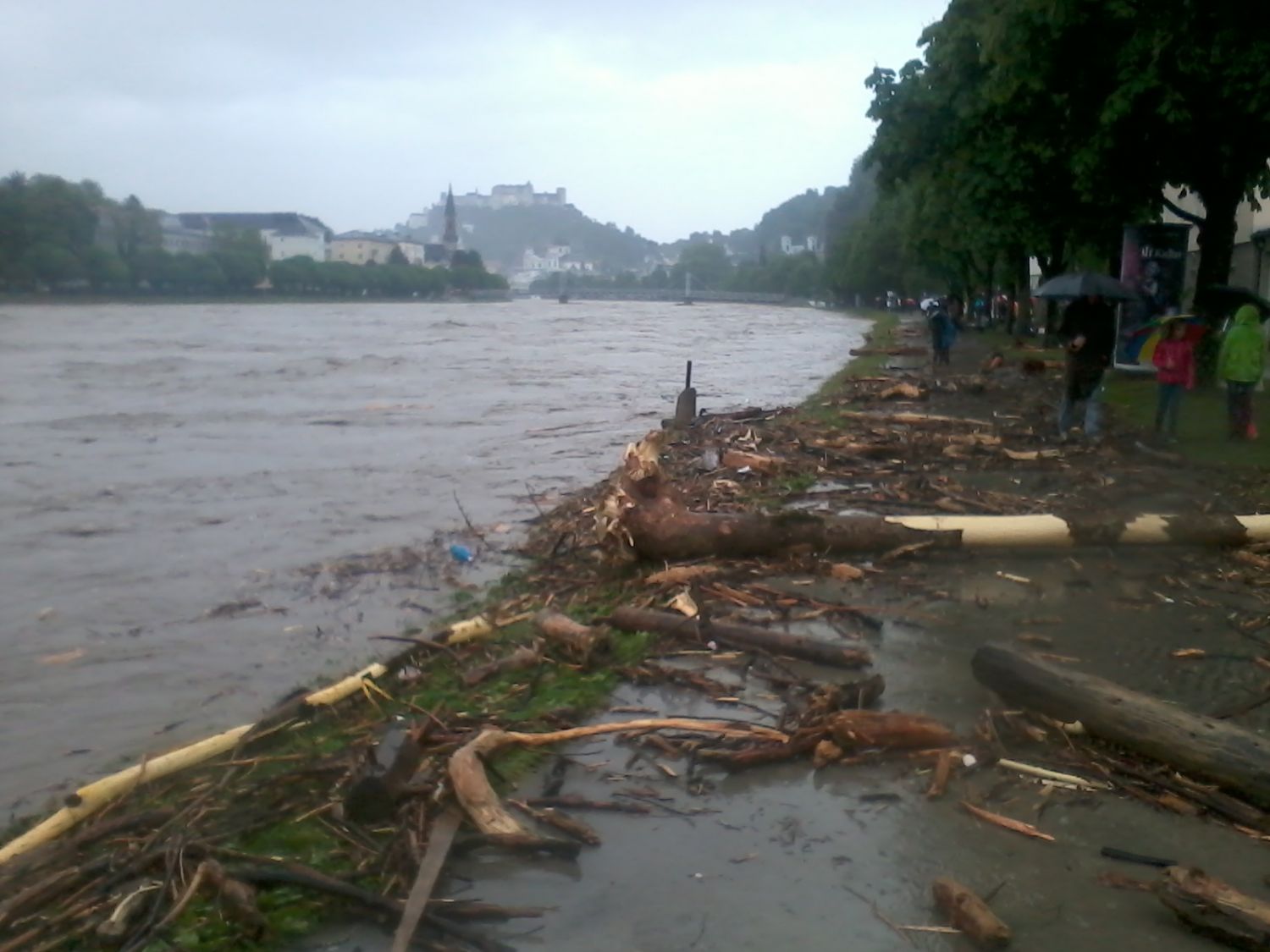 Hochwasser Salzach in Salzburg