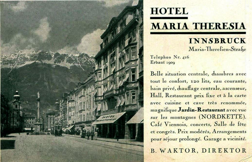 Innsbruck 1930, Maria-Theresien-Straße, Hotel Maria Theresia