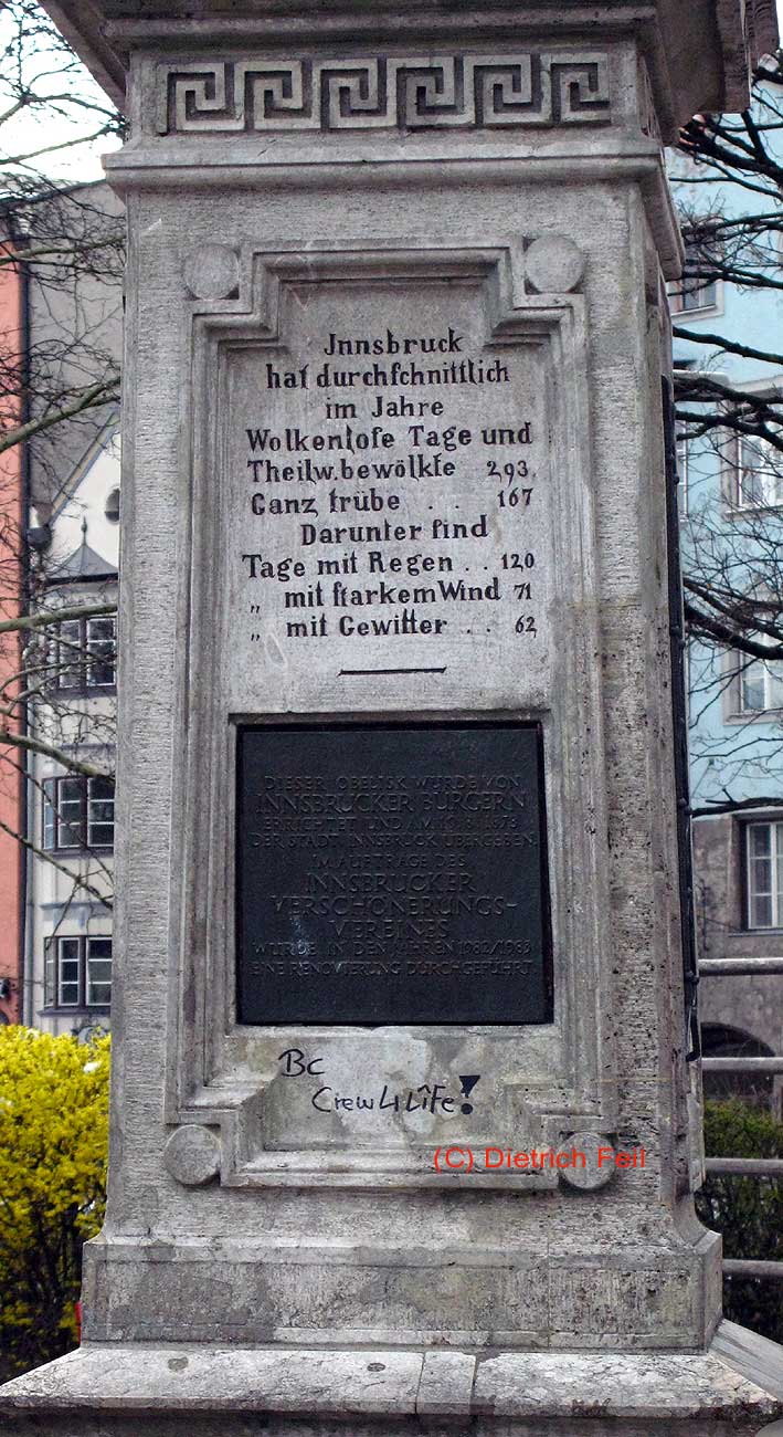 Innsbruck, "Geographensäule" im Waltherpark