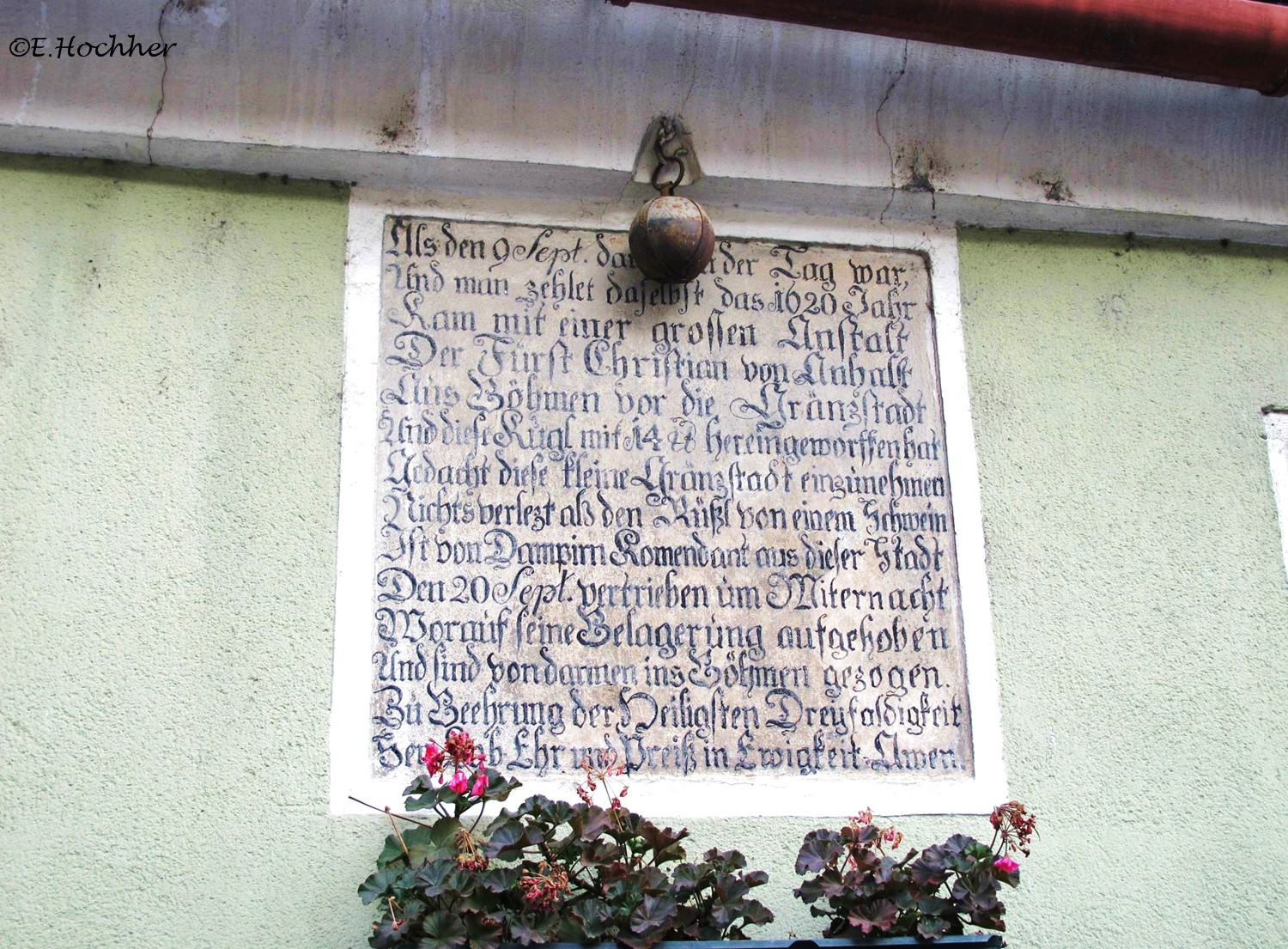 Inschrift am Kugelhaus in Drosendorf