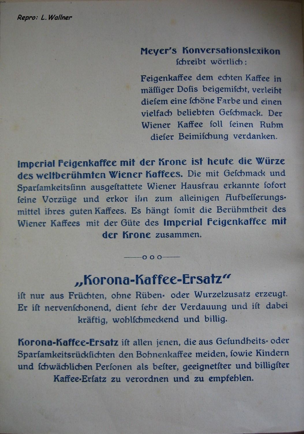 Kaffeewerbung 1914 Rückseite