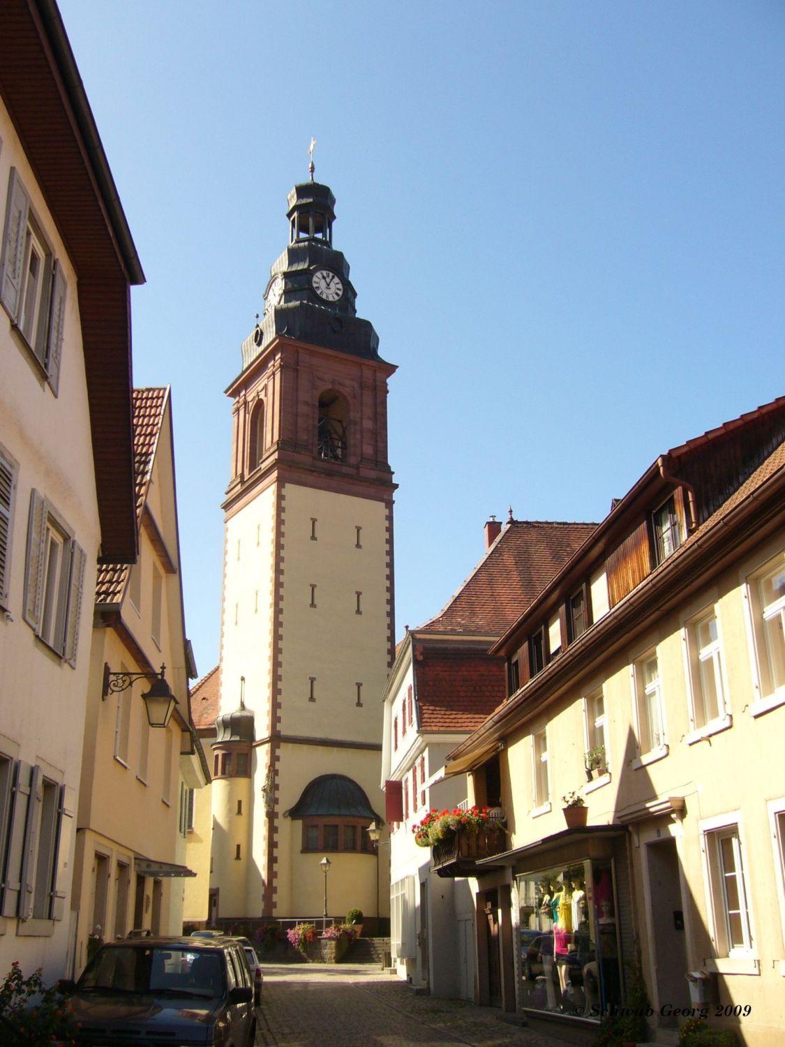 Kirchturm der Stadtkirche St. Arbogast in Haslach i.K.