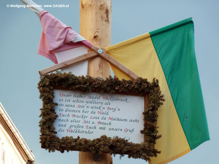 Maibaum Vöcklabruck Inschrift