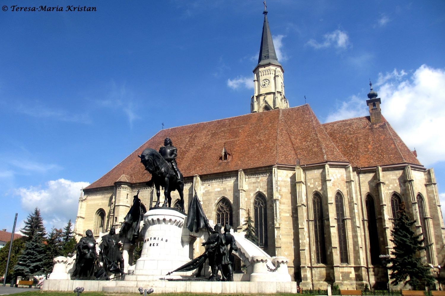 Matthias Corvinus Denkmal mit Michaelskirche, Klausenburg /Cluj-Napoca