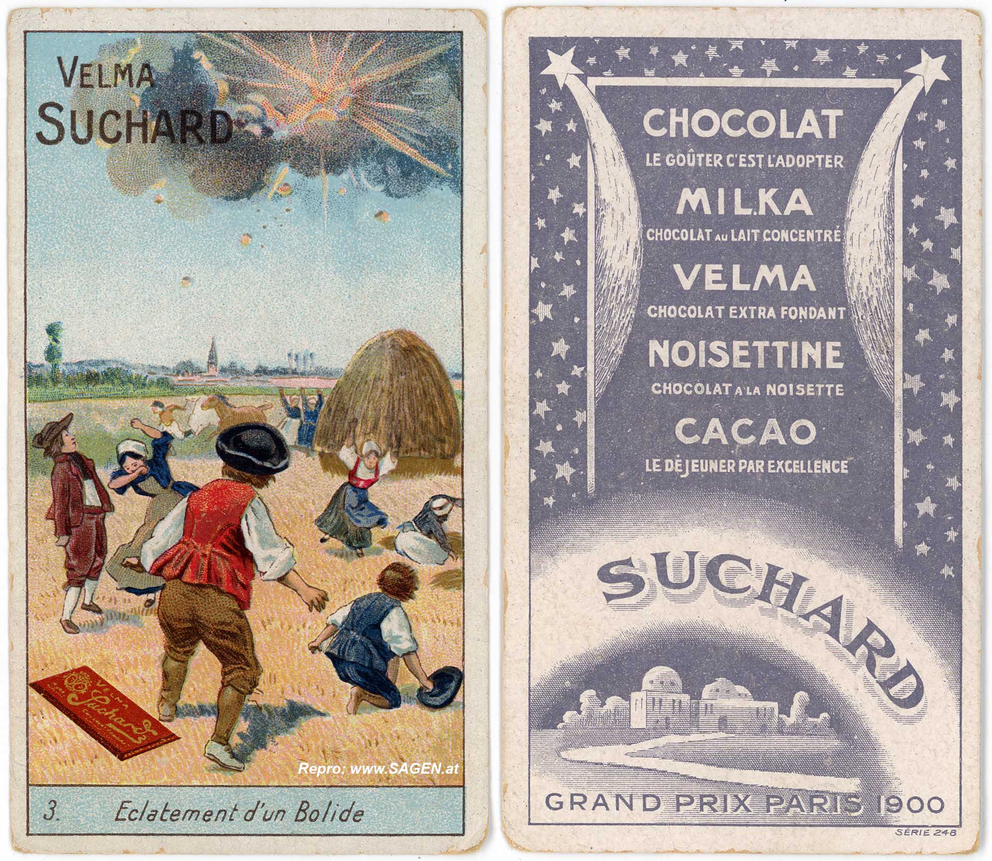 Meteoritenexplosion Suchard Sammelbild um 1900