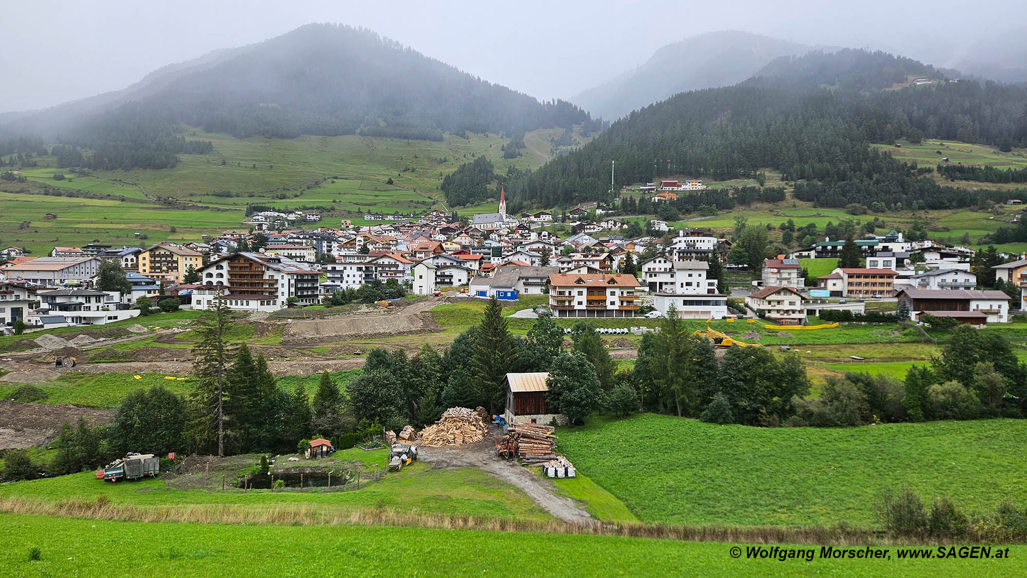 Nauders Panorama mit Wassermühle Stillebach