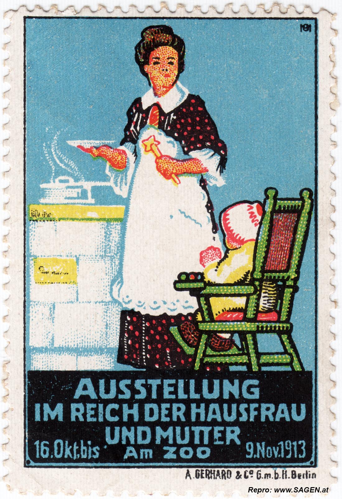 Reklamemarke Ausstellung im Reich der Hausfrau und Mutter