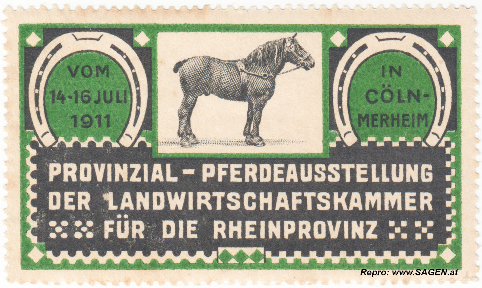 Reklamemarke Pferdeausstellung Rheinprovinz 1911