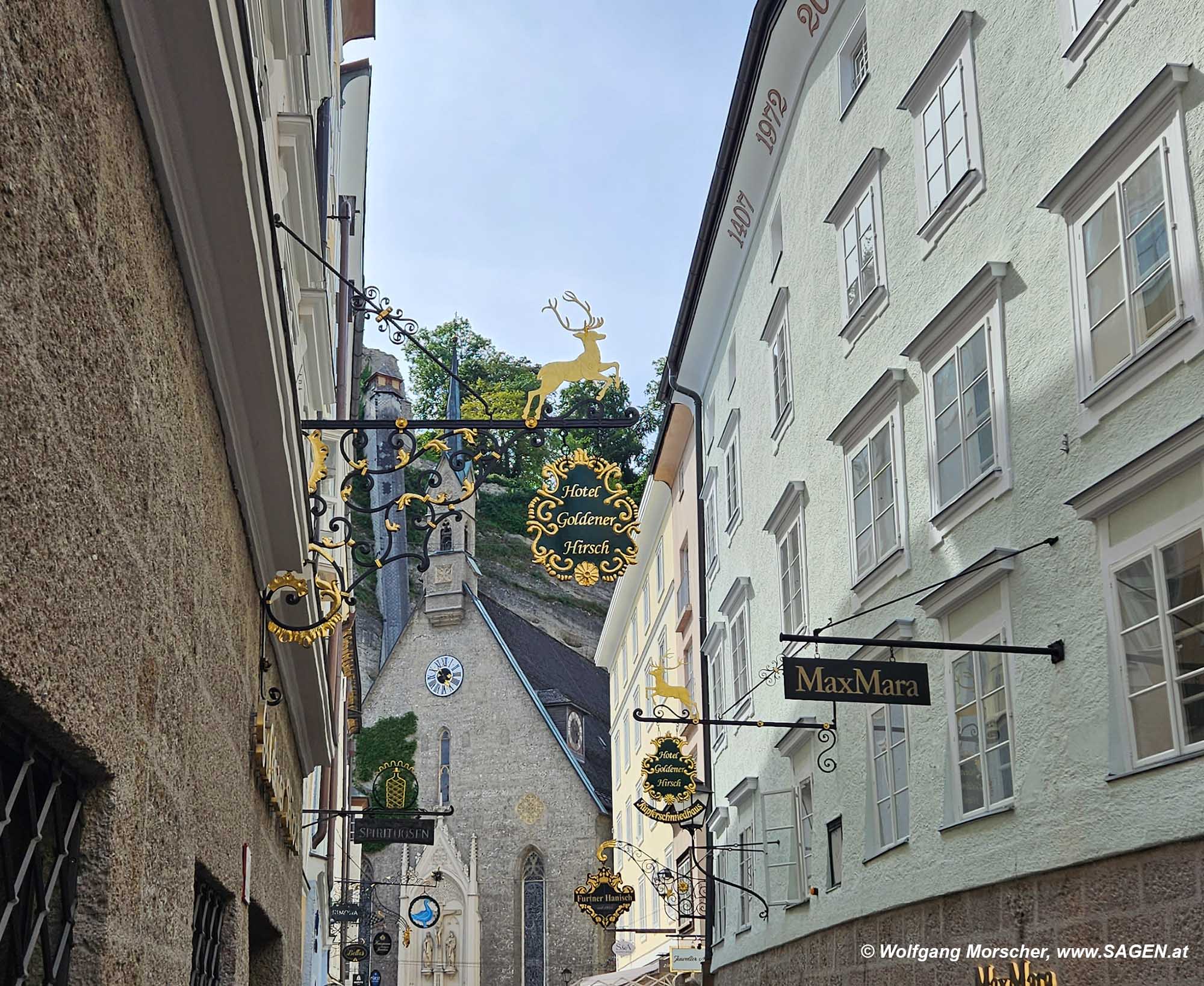 Salzburg, Wirtshausausleger Hotel Goldener Hirsch