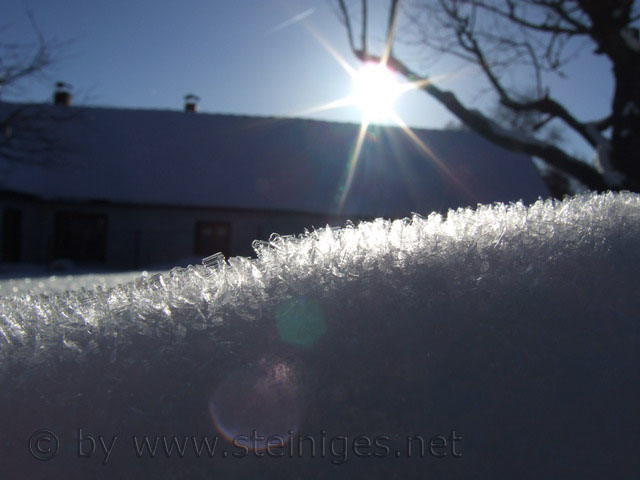 Schneekristalle im Gegenlicht