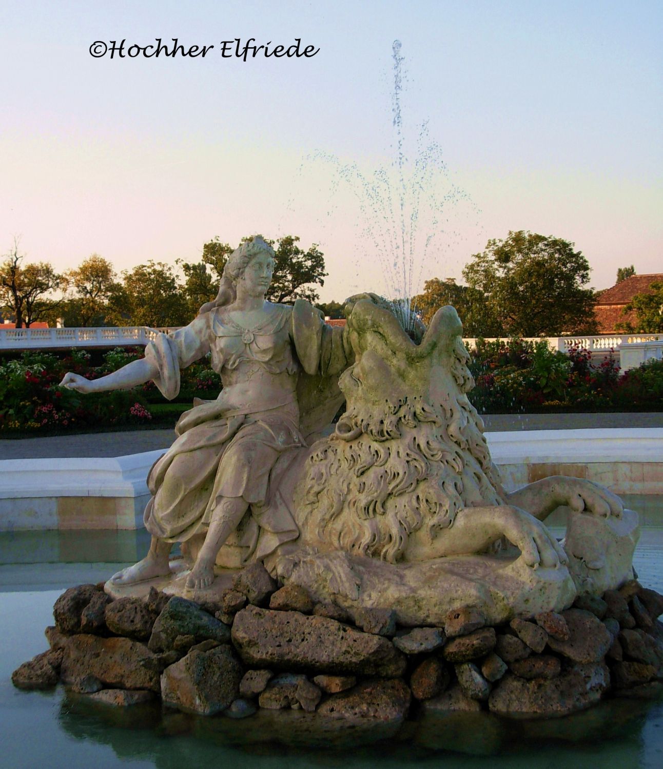 Springbrunnen im Schlosspark von Schloss Hof