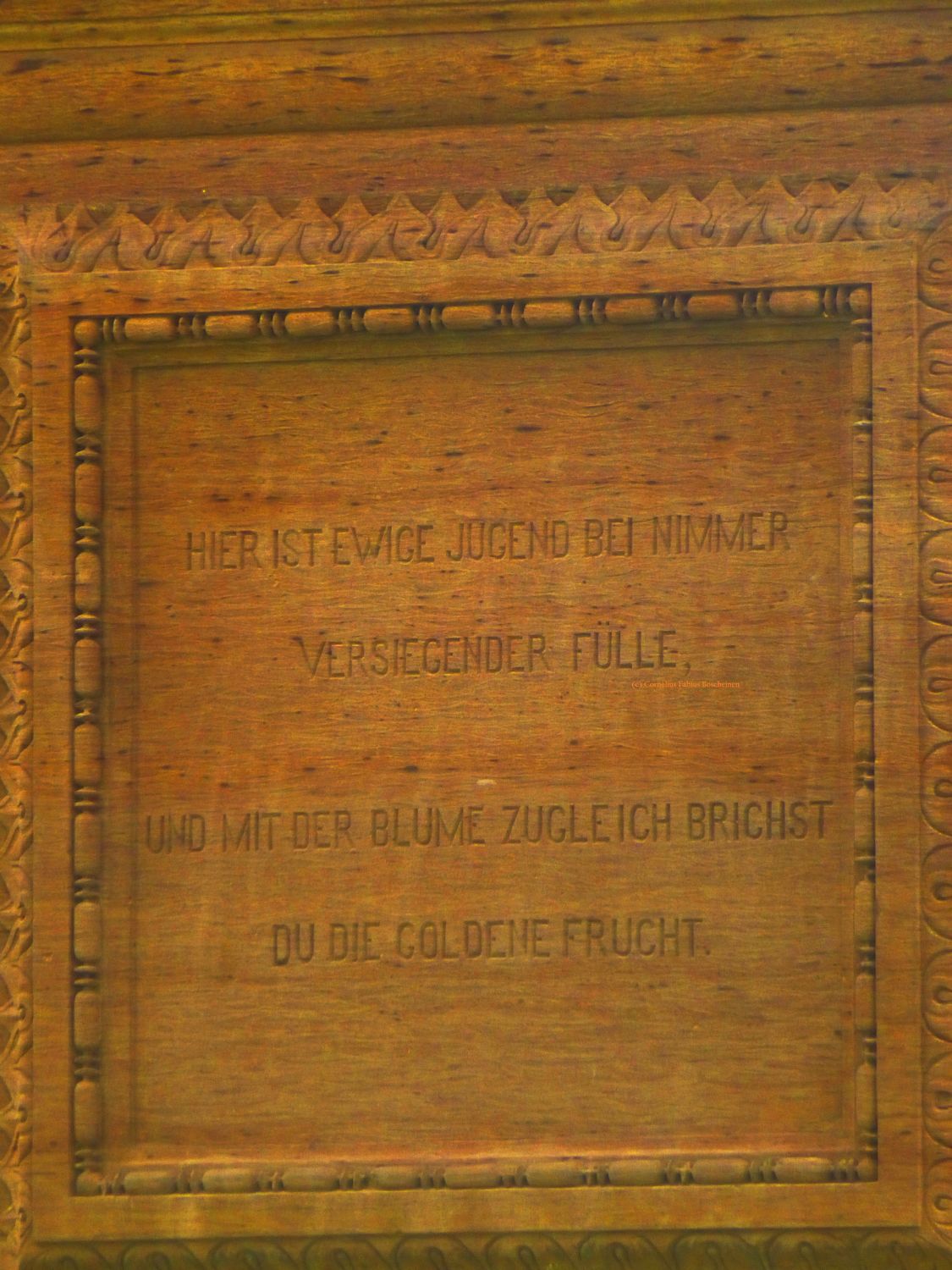 Spruchtafel am Schillerdenkmal auf der Schillerhöhe in Marbach.