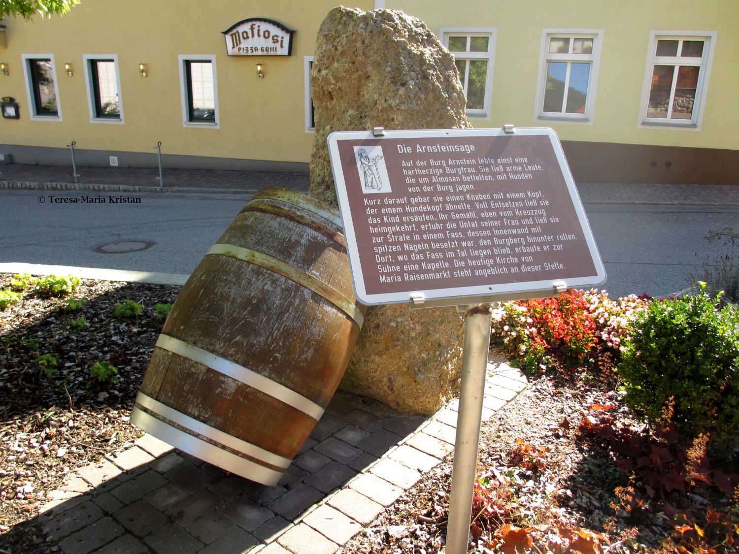 Tafel mit Gruendungssage Wallfahrtskirche Maria Raisenmarkt