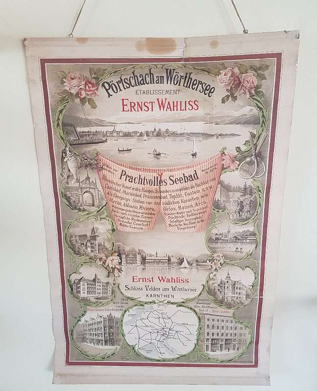 Wahliss Etablissement Pörtschach am Wörther See Plakat um 1898