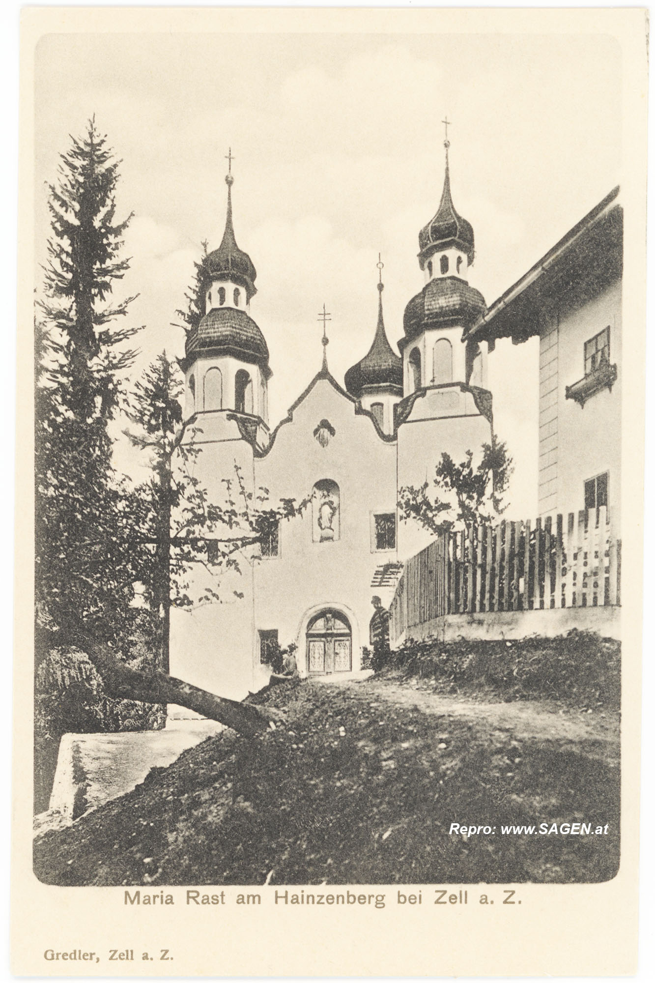 Wallfahrtskirche Maria Rast am Hainzenberg, Zell am Ziller - mit beiden Türmen vor 1914