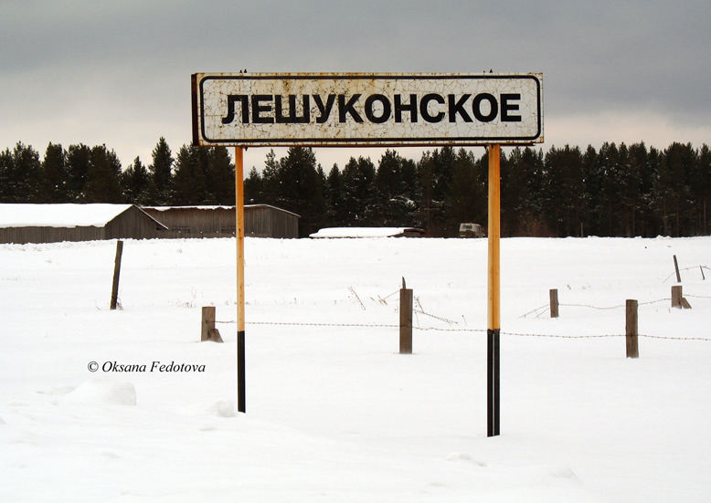 Wegweiser "Leschukonskoje"