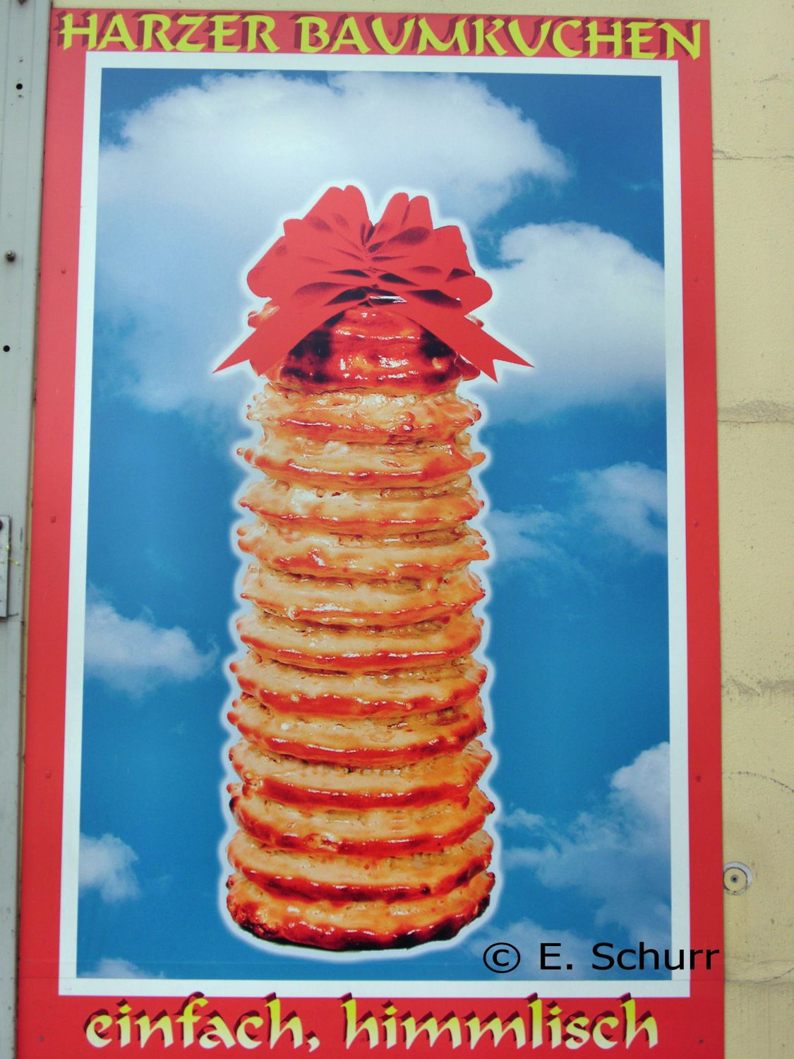 Werbung für Harzer Baumkuchen in Wernigerode