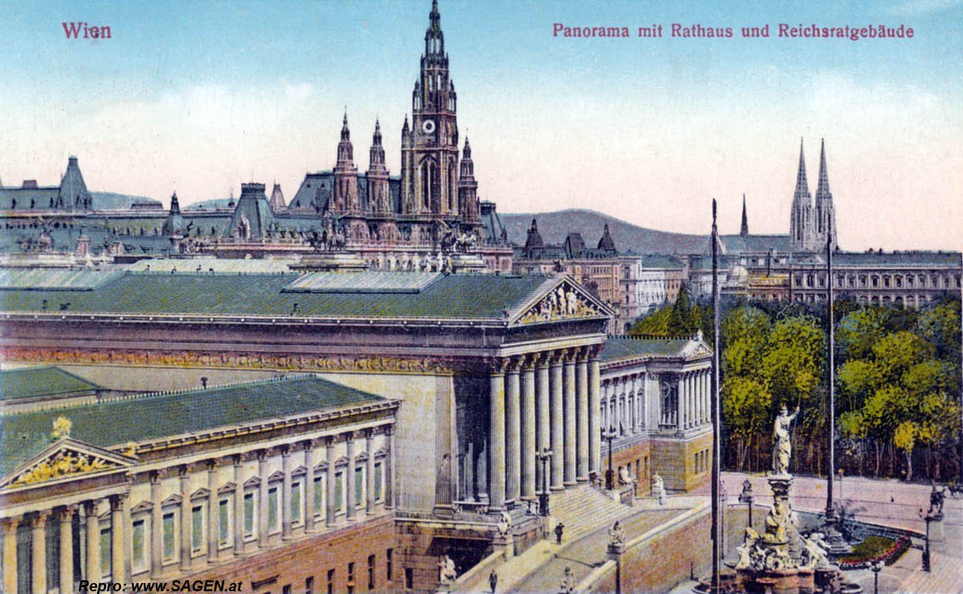 Wien Panorama mit Rathaus 1929