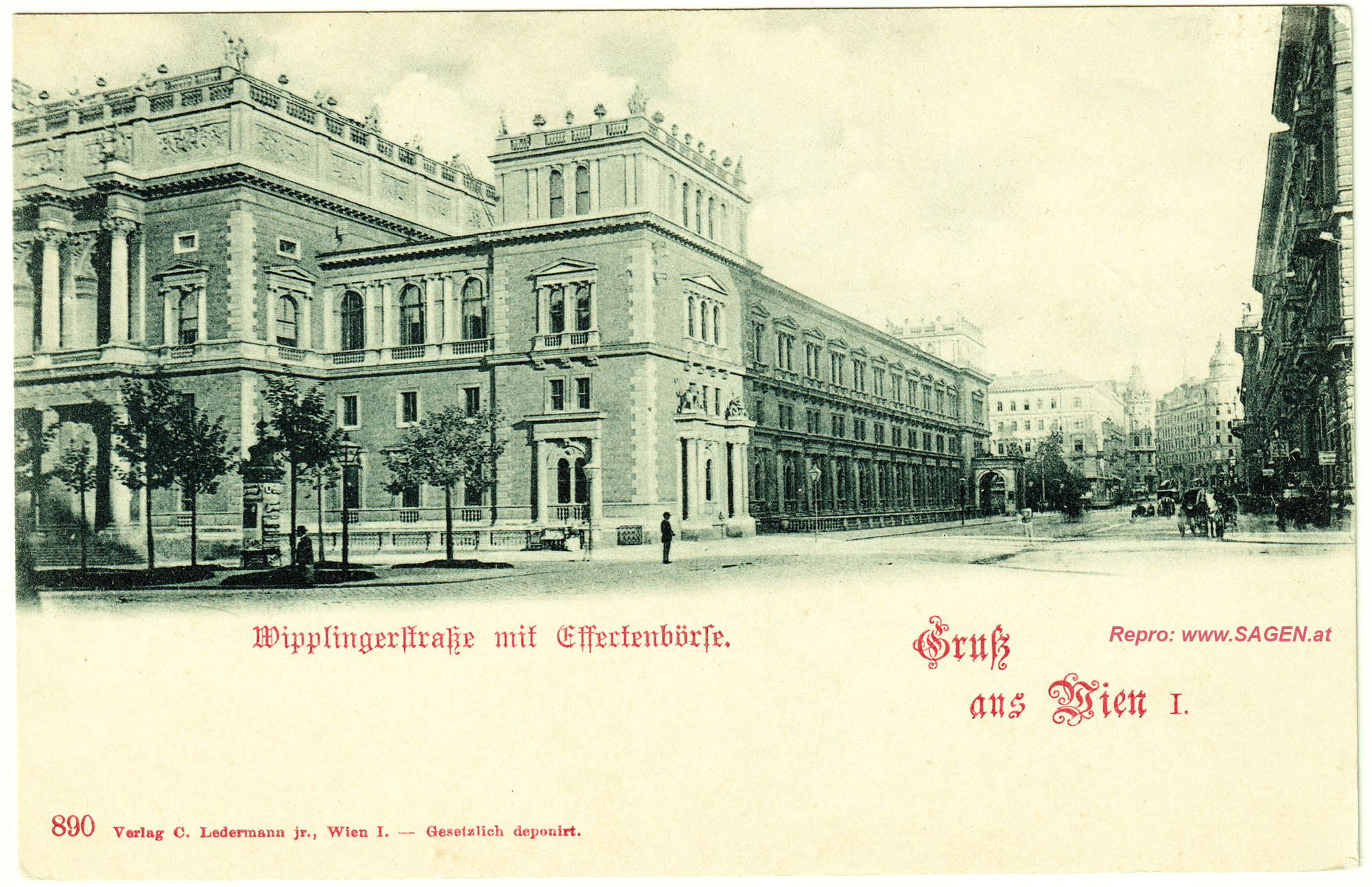 Wien, Wipplingerstraße mit Effectenbörse um 1900